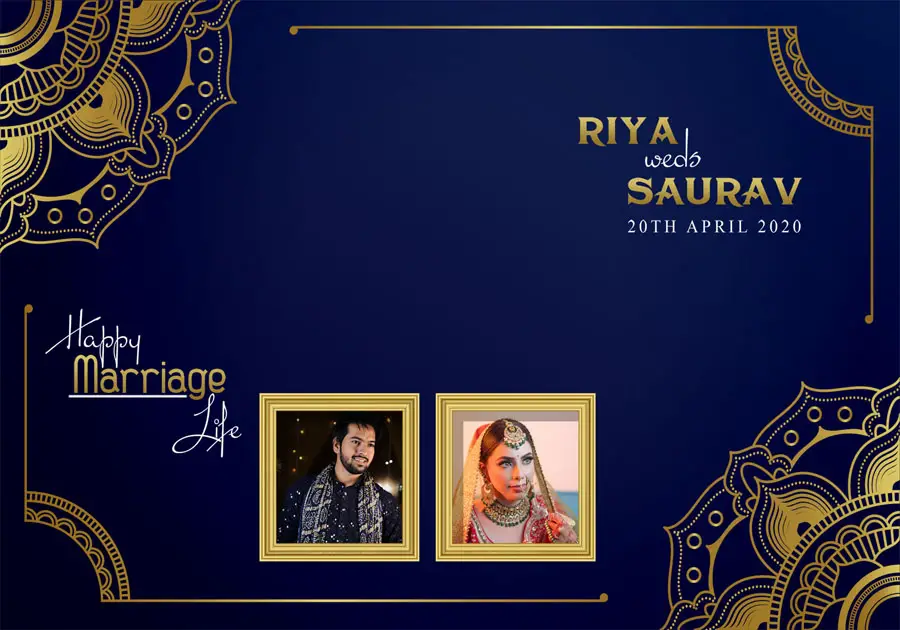 Modern wedding album front cover PSD 14x20 with elegant fonts