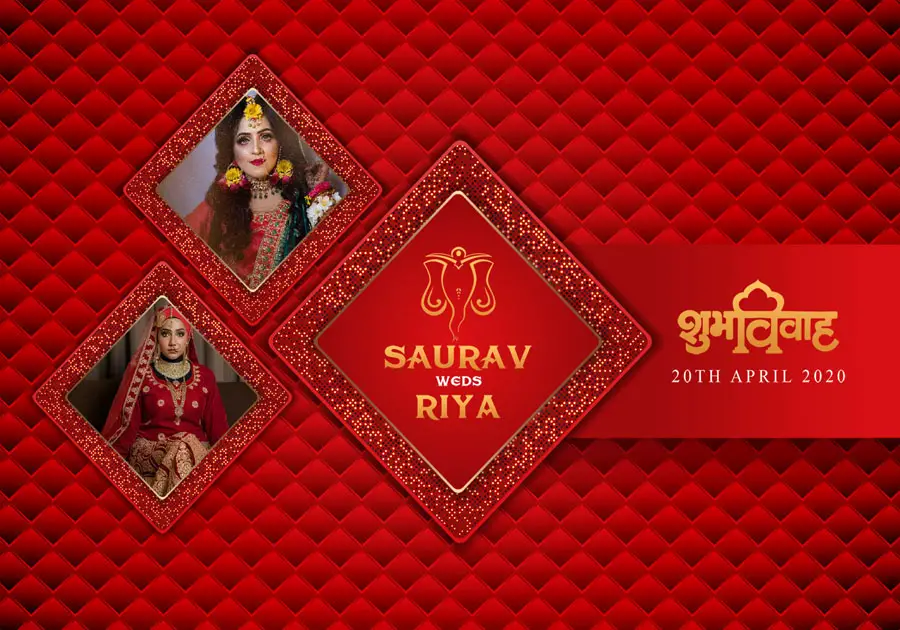 Creative wedding album front cover design PSD 14x20 for studios