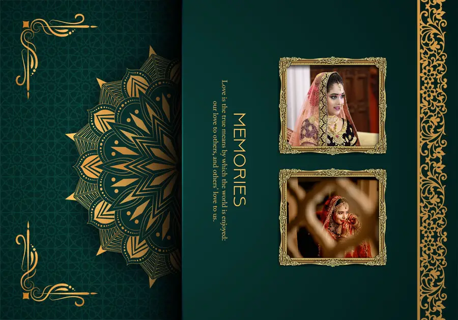 Premium wedding album front cover PSD 14x20 with elegant frame