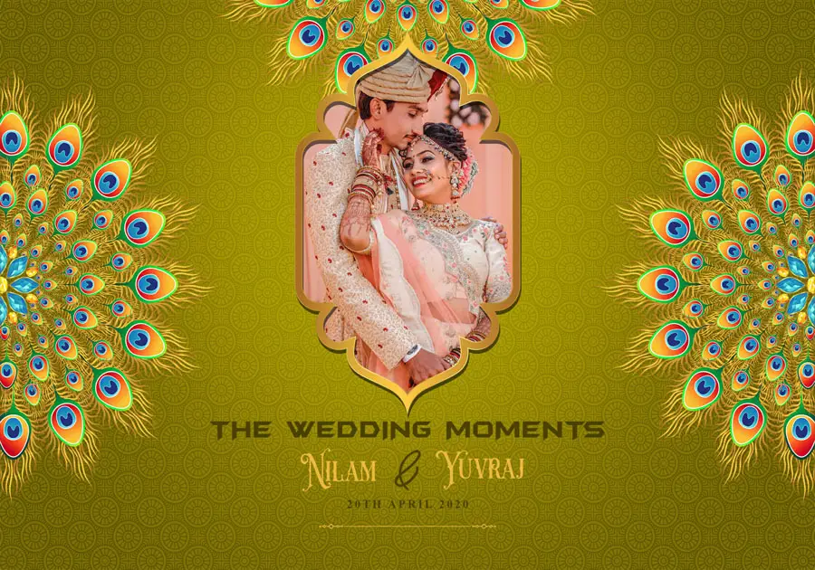 Creative wedding album front cover PSD 14x20 for studio portfolios