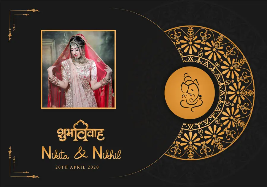 Modern wedding album front cover PSD 14x20 with photo frame