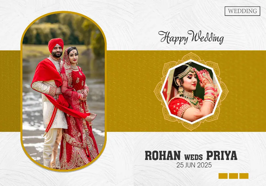 Stylish wedding album front cover PSD 14x20 for album designers