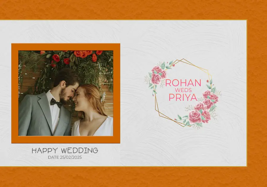 Elegant wedding album front cover PSD 14x20 with classic motif