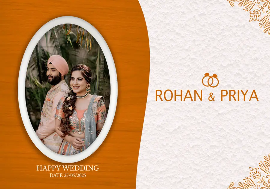 Creative wedding album front cover design PSD 14x20 for photographers