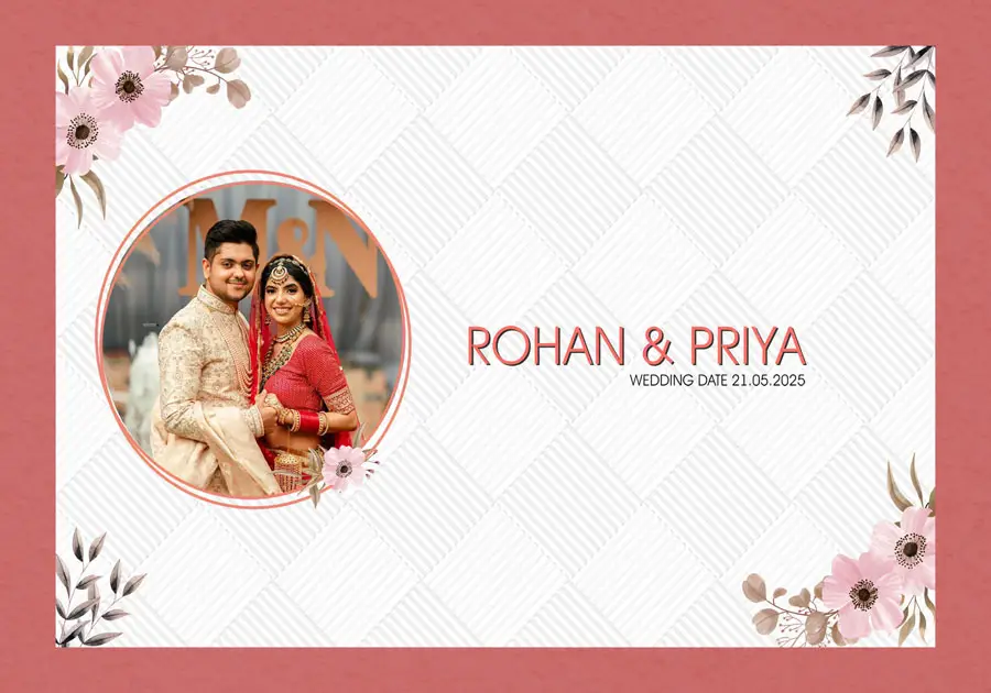 High-resolution wedding album front cover PSD 14x20 for print