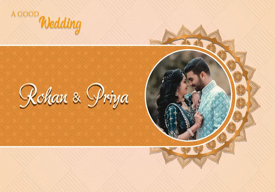 Creative wedding album front cover PSD 14x20 with elegant layout