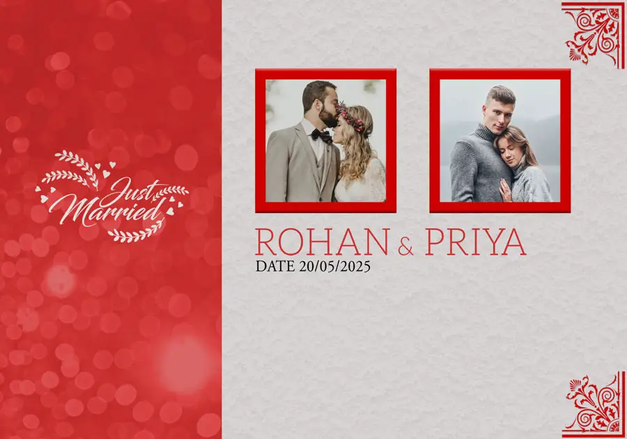 Creative wedding album front cover PSD 14x20 with photo mask