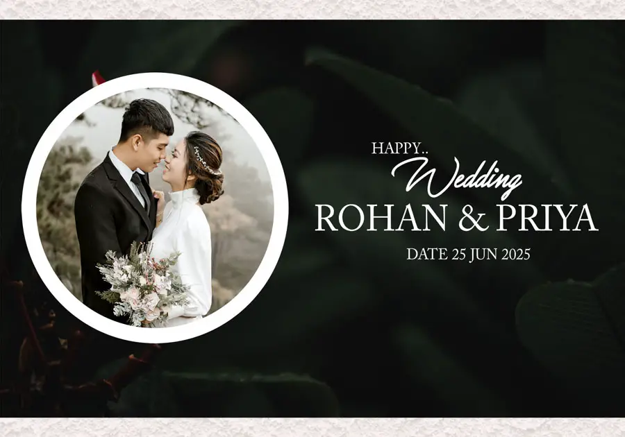 High-quality wedding album front cover PSD 14x20 with ornate design