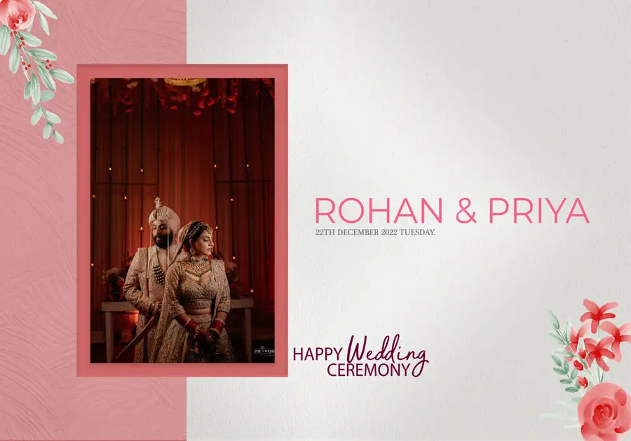 Premium wedding album front cover PSD 14x20 for studio collections