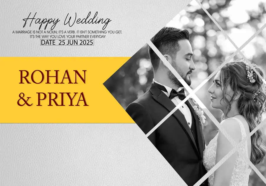 Modern wedding album front cover PSD 14x20 for photographers