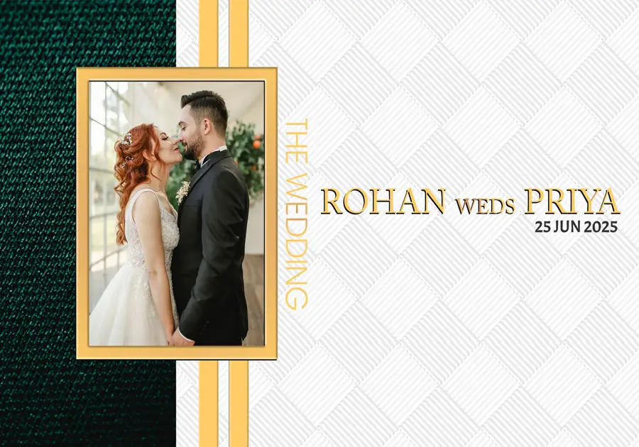 High-quality wedding album front cover PSD 14x20 with elegant layout
