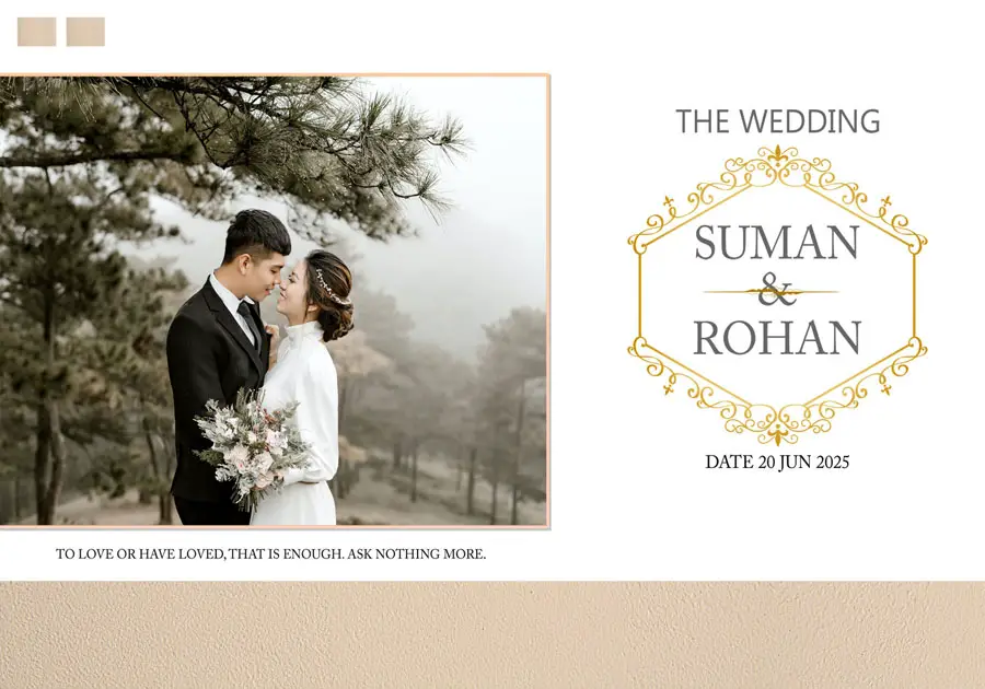 Creative wedding album front cover PSD 14x20 for premium printing