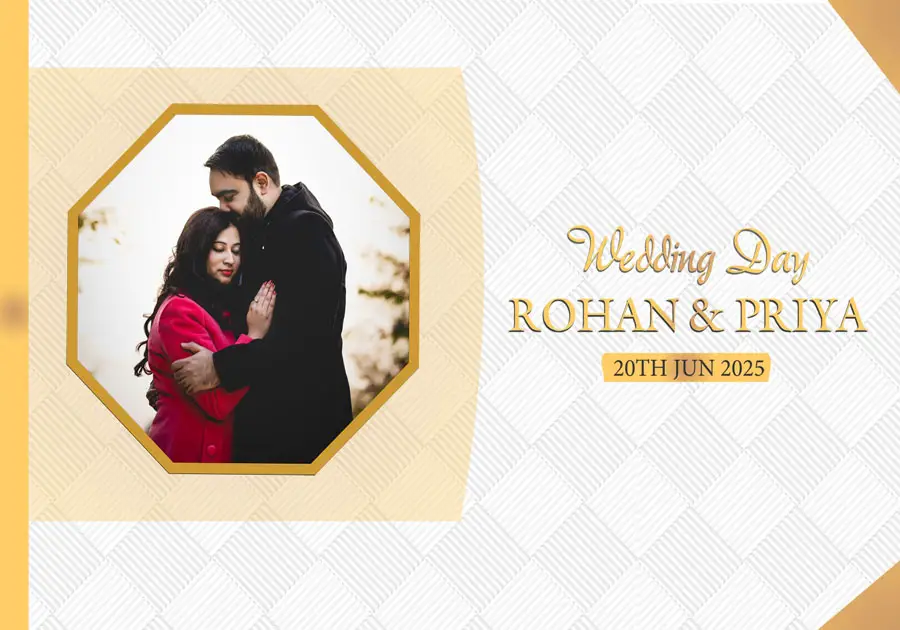 Creative wedding album front cover PSD 14x20 for modern albums