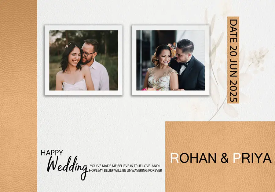 Luxury wedding album front cover PSD 14x20 with ornate frame