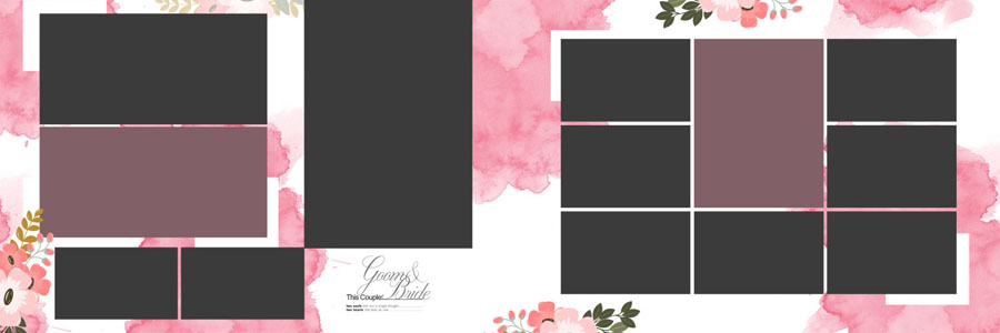 Floral Wedding Album Design 12x36 PSD Template 10 - floral border album PSD