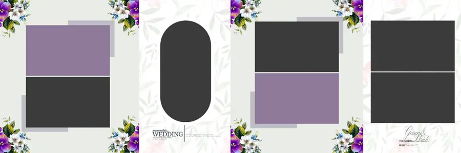 Floral Wedding Album Design 12x36 PSD Template 15 - floral overlays and frames