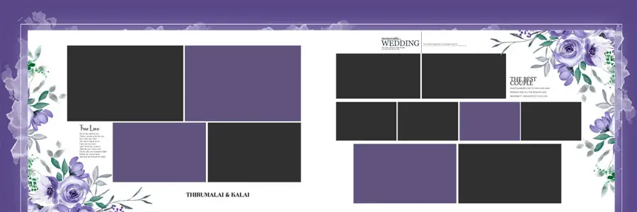 Floral Wedding Album Design 12x36 PSD Template 20 - printable 300 DPI album PSD