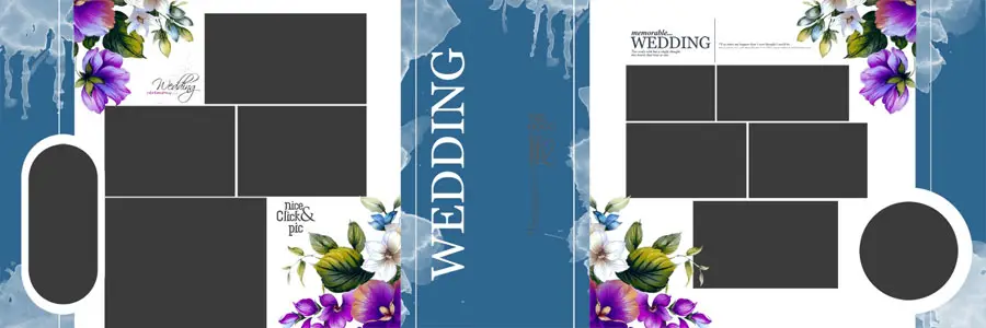 Floral Wedding Album Design 12x36 PSD Template 22 - wedding album PSD sheets