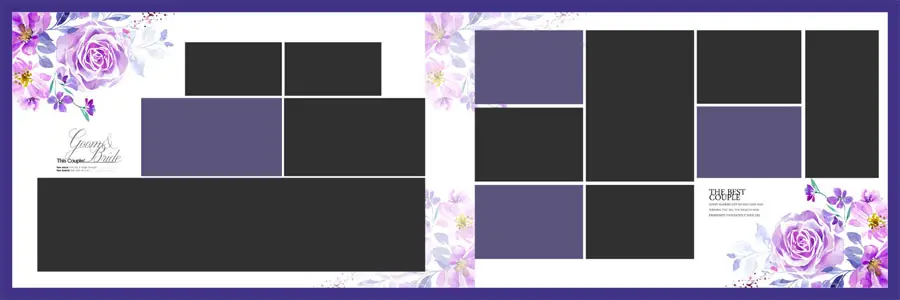 Floral Wedding Album Design 12x36 PSD Template 23 - editable album PSD for studios