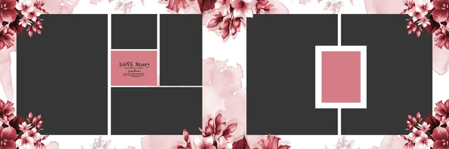 Floral Wedding Album Design 12x36 PSD Template 9 - premium high quality PSD