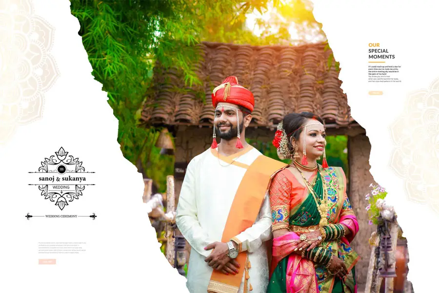 Marathi wedding album cover design 12x18 PSD with traditional style layout