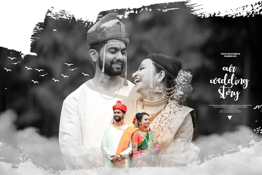 12x18 Marathi wedding album cover PSD template for professional printing