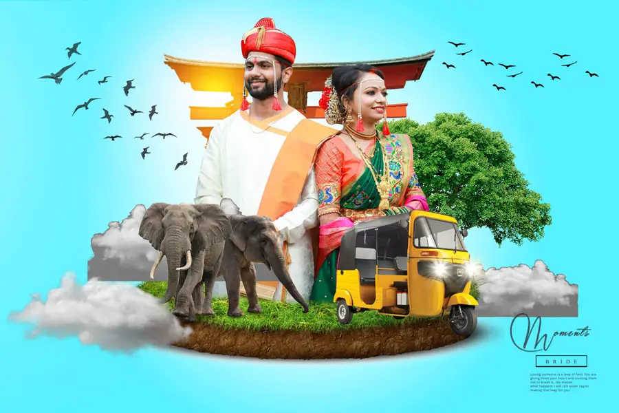 Creative Marathi wedding album cover PSD 12x18 for photographers