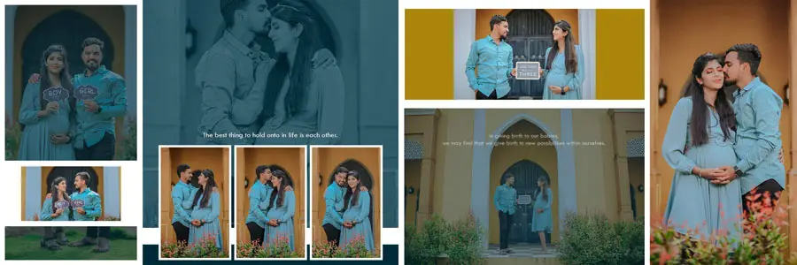 Premium maternity album design PSD 12x36 with creative photo frames