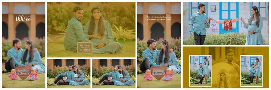 Pregnancy maternity album design PSD 12x36 easy to customize