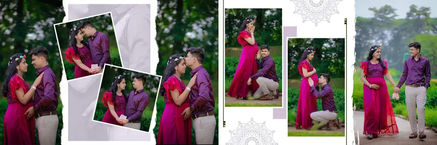 Pregnancy photoshoot album design PSD template 12x36 size