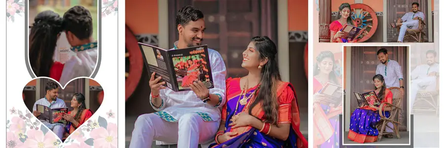 Beautiful maternity photo album PSD template 12x36 high quality