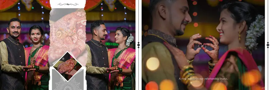Traditional Marathi wedding album design 12x36 PSD template