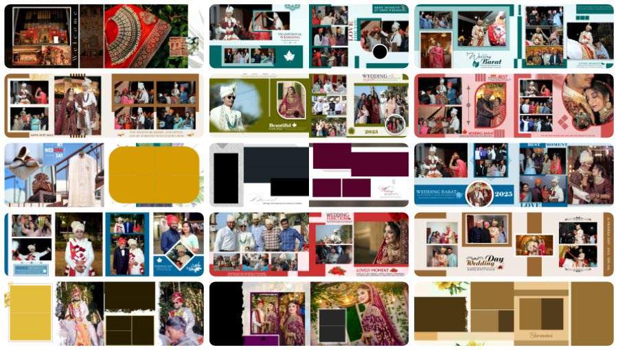 15 Barat Wedding Album Design 12x36 Free PSD Templates