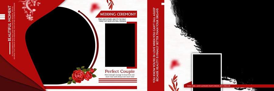 Premium wedding album sheet PSD with creative design elements