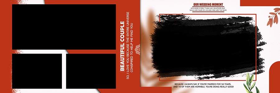 Creative couple wedding album PSD with modern photo collage