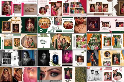 Free 20 Creative Wedding Album Design 12x36 PSD Templates