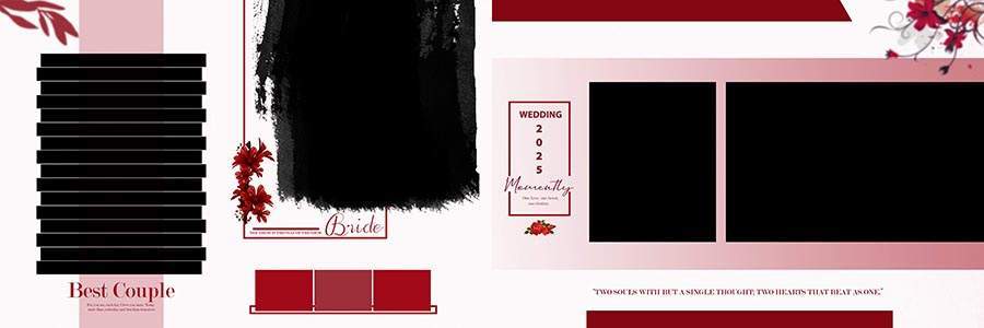 Modern marriage album layout PSD with creative design elements