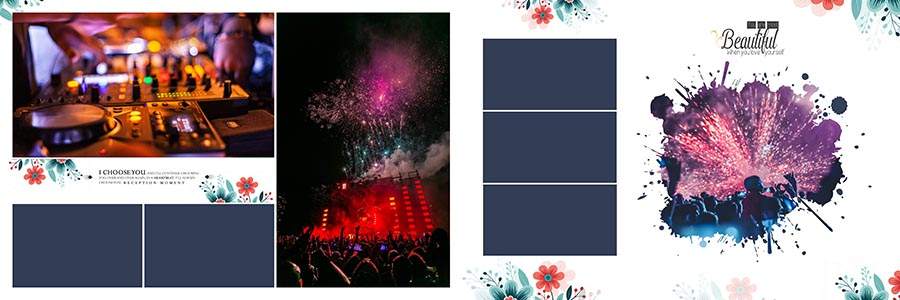 Creative wedding photo album template PSD with editable layers