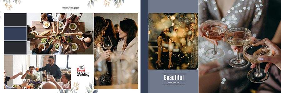 Professional wedding album background PSD with modern styling