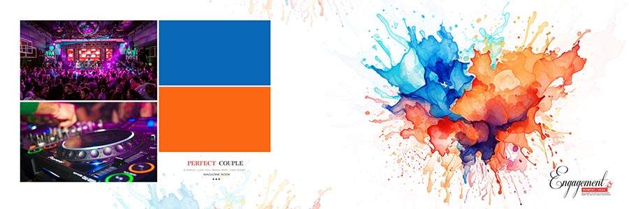 Elegant wedding album design PSD with modern photo collage frames