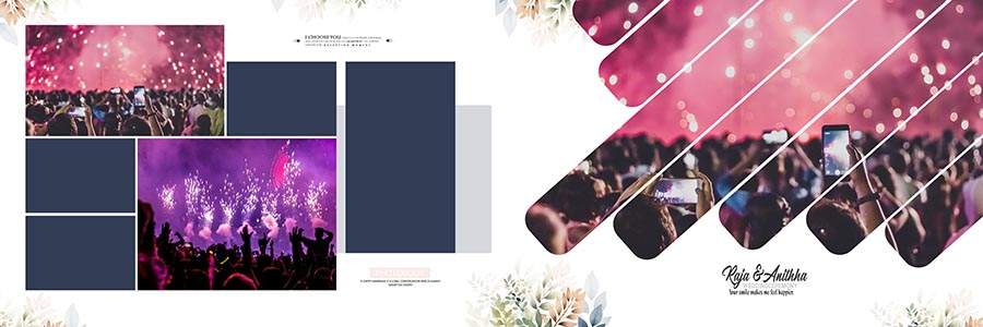 Creative 12x36 wedding album layout PSD with stylish backgrounds