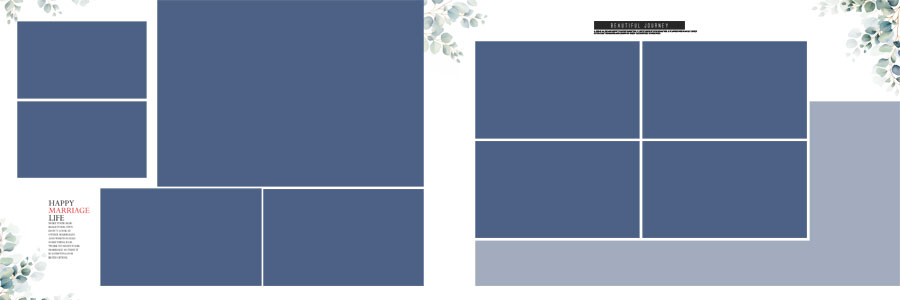 professional wedding album PSD template 12x36 size with modern floral elegant design layout