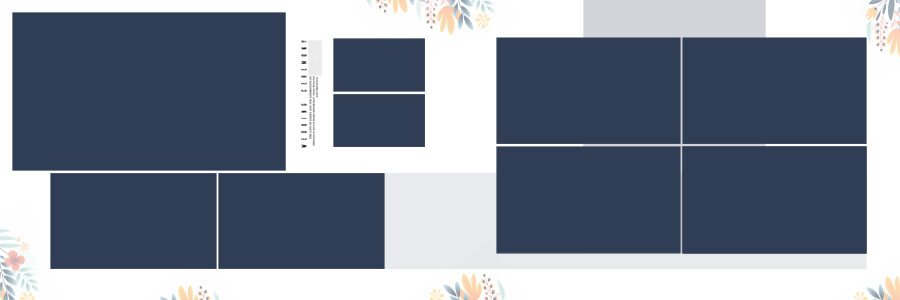 pre wedding album PSD 12x36 design with soft blue floral style for couple photography album editing