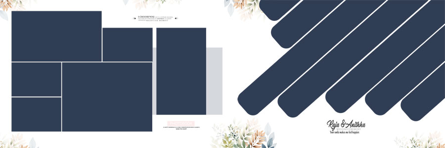 creative wedding album PSD 12x36 template with modern floral design for pre wedding album layout