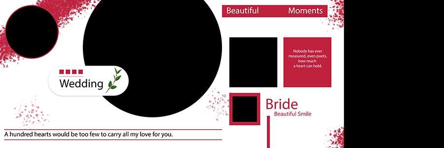 Modern wedding album sheet design PSD with stylish frames