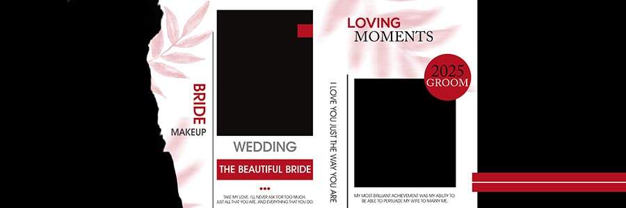 Beautiful marriage album design PSD template for wedding projects