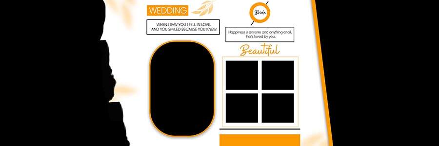 High resolution wedding album PSD template with creative layout