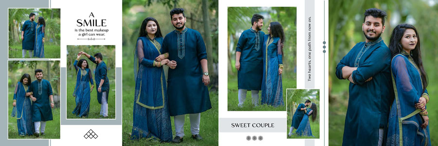 Elegant marriage album cover design PSD template 12x36 size