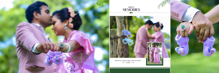 Creative wedding photo book design PSD template 12x36 inch