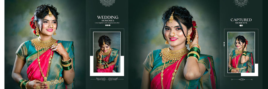 Professional wedding album design PSD template collection 12x36